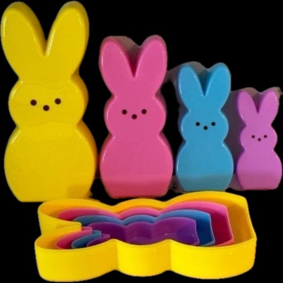 PEEPS Easter Bunny Egg Storage Containers Yellow Set of 4 - Picture 4 of 8